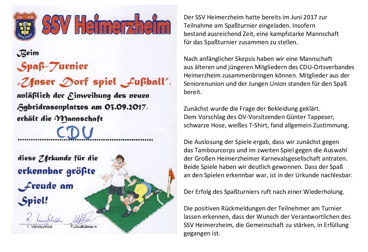 Teilnahme am Spaßturnier des SSV Heimerzheim