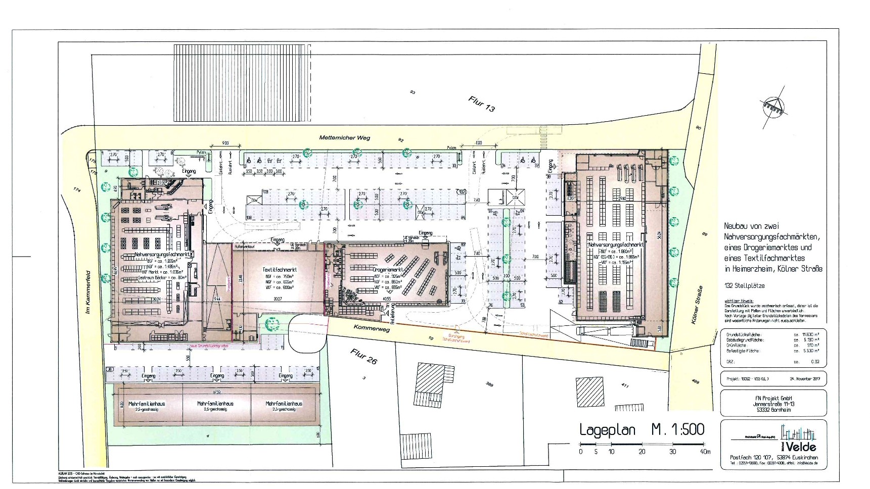 Entwurf - Lageplan zum Neubau von zwei Nahversorgungsfachmärkten...