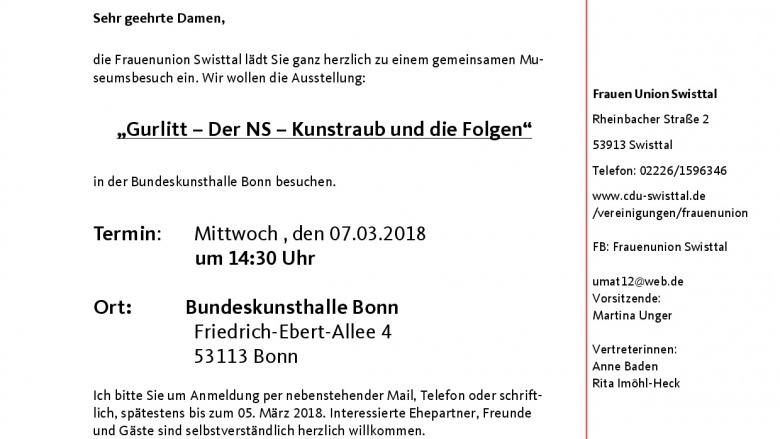 Einladung zum gemeinsamen Museumsbesuch